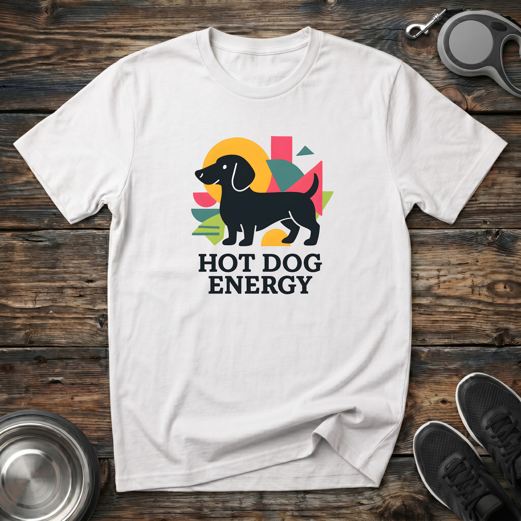 Hot Dog Energy Funny Dachshund T-Shirt – Bold Graphic Tee for Wiener Dog Lovers & Dog Moms