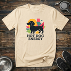 Hot Dog Energy Funny Dachshund T-Shirt – Bold Graphic Tee for Wiener Dog Lovers & Dog Moms
