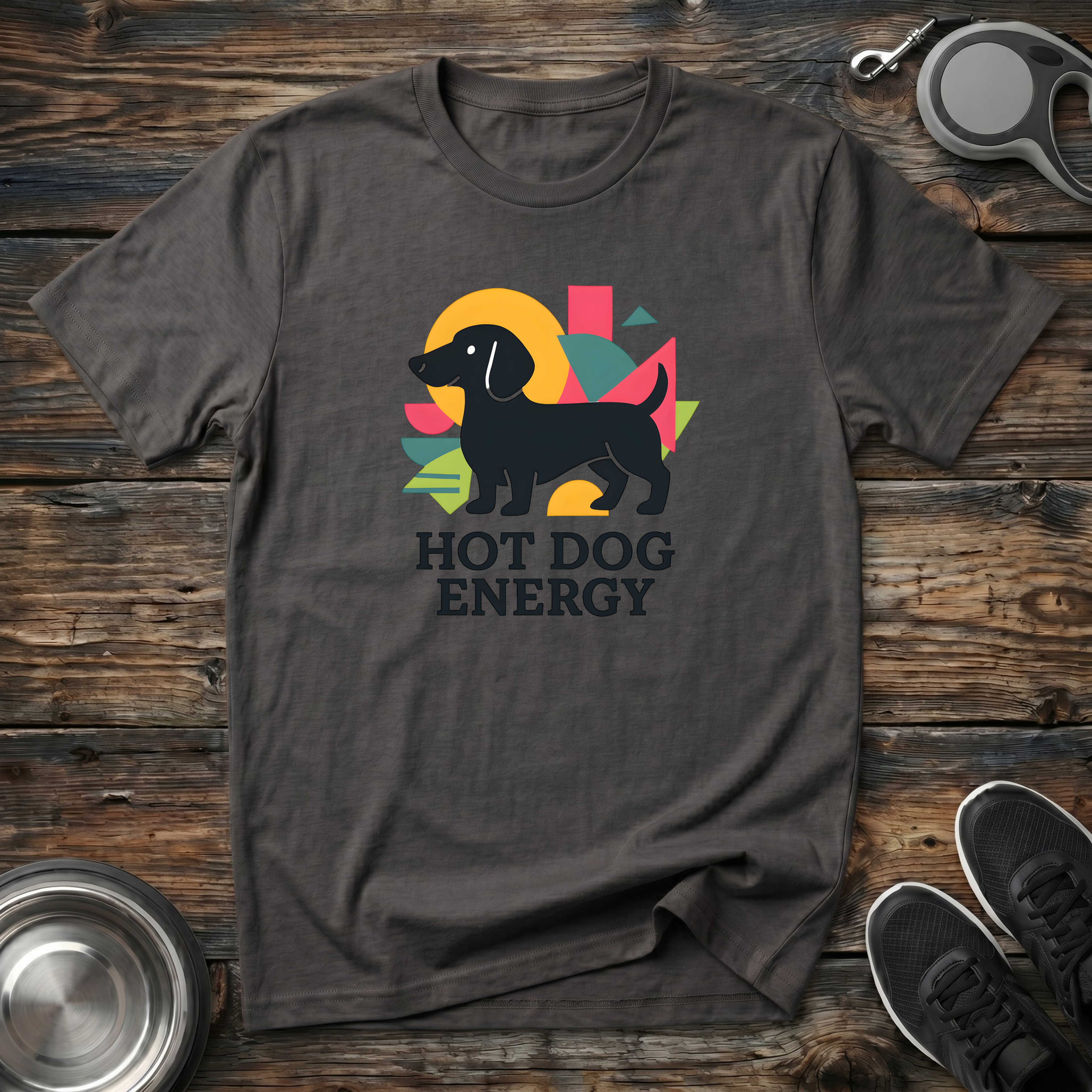 Hot Dog Energy Funny Dachshund T-Shirt – Bold Graphic Tee for Wiener Dog Lovers & Dog Moms