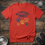 My Kids Have Paws Funny Dog Mom T-Shirt – Colorful Paw Print Graphic Tee for Pet Parents & Fur Baby Lovers