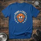 Paws & Chill Golden Retriever T-Shirt – Vintage Badge Graphic Tee for Dog Lovers & Golden Retriever Owners