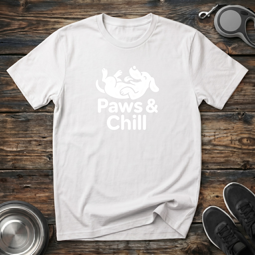 Paws & Chill Funny Dog Lover T-Shirt – Cute Rolling Dog Graphic Tee for Pet Parents & Dog Moms
