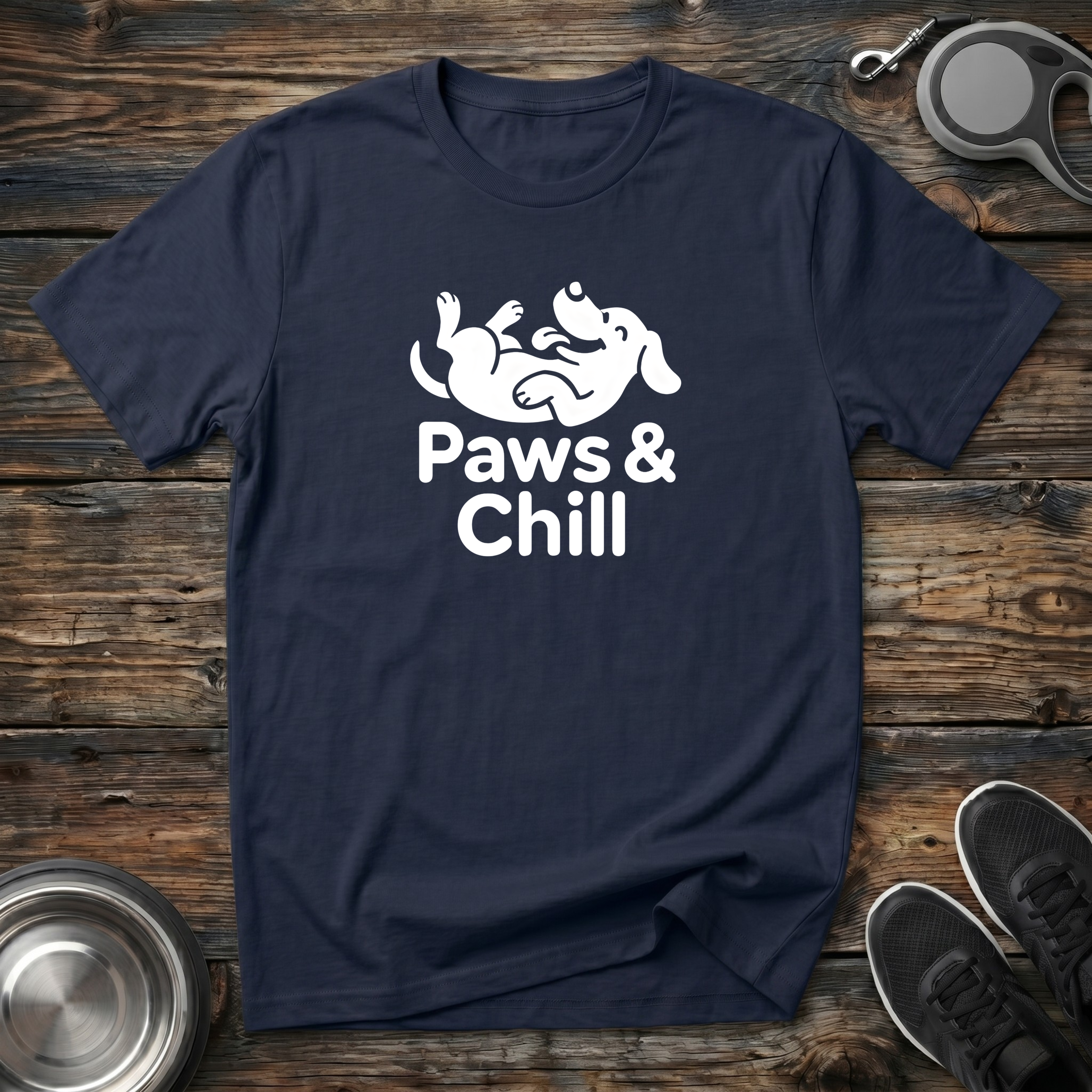 Paws & Chill Funny Dog Lover T-Shirt – Cute Rolling Dog Graphic Tee for Pet Parents & Dog Moms