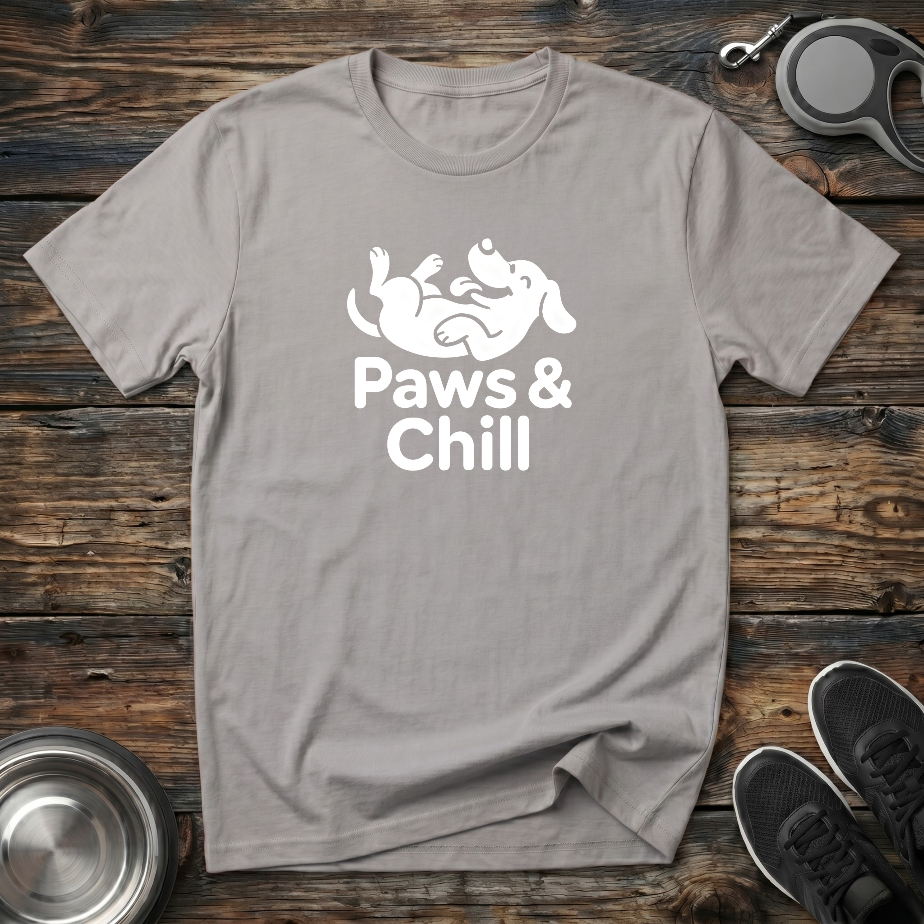 Paws & Chill Funny Dog Lover T-Shirt – Cute Rolling Dog Graphic Tee for Pet Parents & Dog Moms