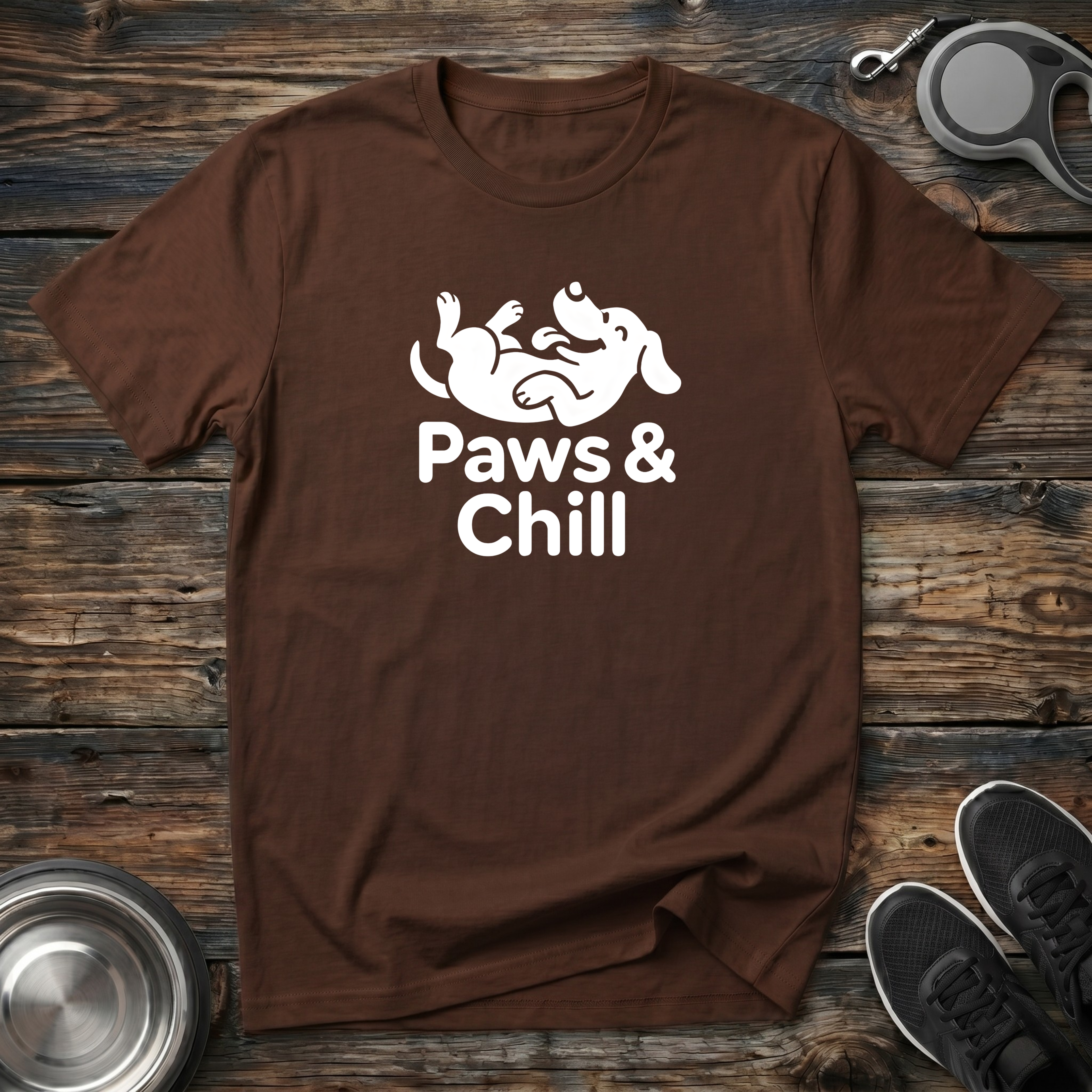 Paws & Chill Funny Dog Lover T-Shirt – Cute Rolling Dog Graphic Tee for Pet Parents & Dog Moms