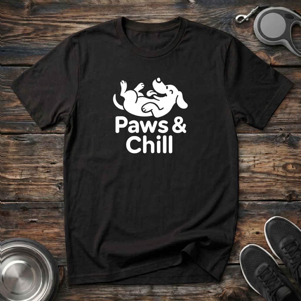 Paws & Chill Funny Dog Lover T-Shirt – Cute Rolling Dog Graphic Tee for Pet Parents & Dog Moms