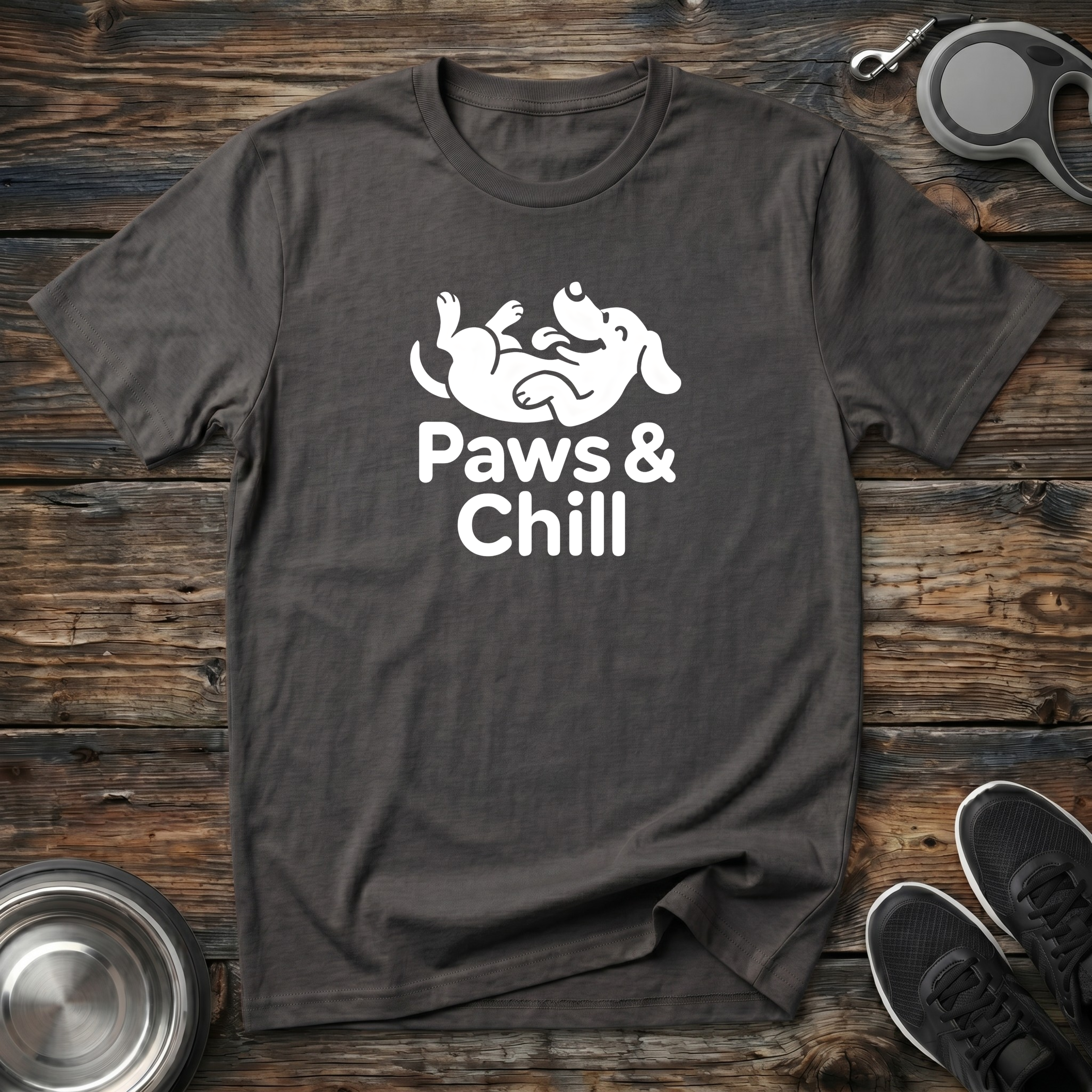 Paws & Chill Funny Dog Lover T-Shirt – Cute Rolling Dog Graphic Tee for Pet Parents & Dog Moms