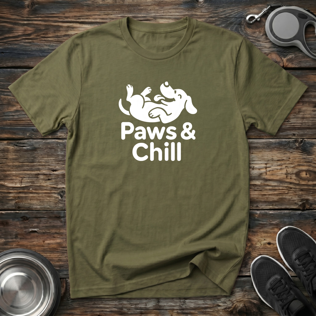 Paws & Chill Funny Dog Lover T-Shirt – Cute Rolling Dog Graphic Tee for Pet Parents & Dog Moms