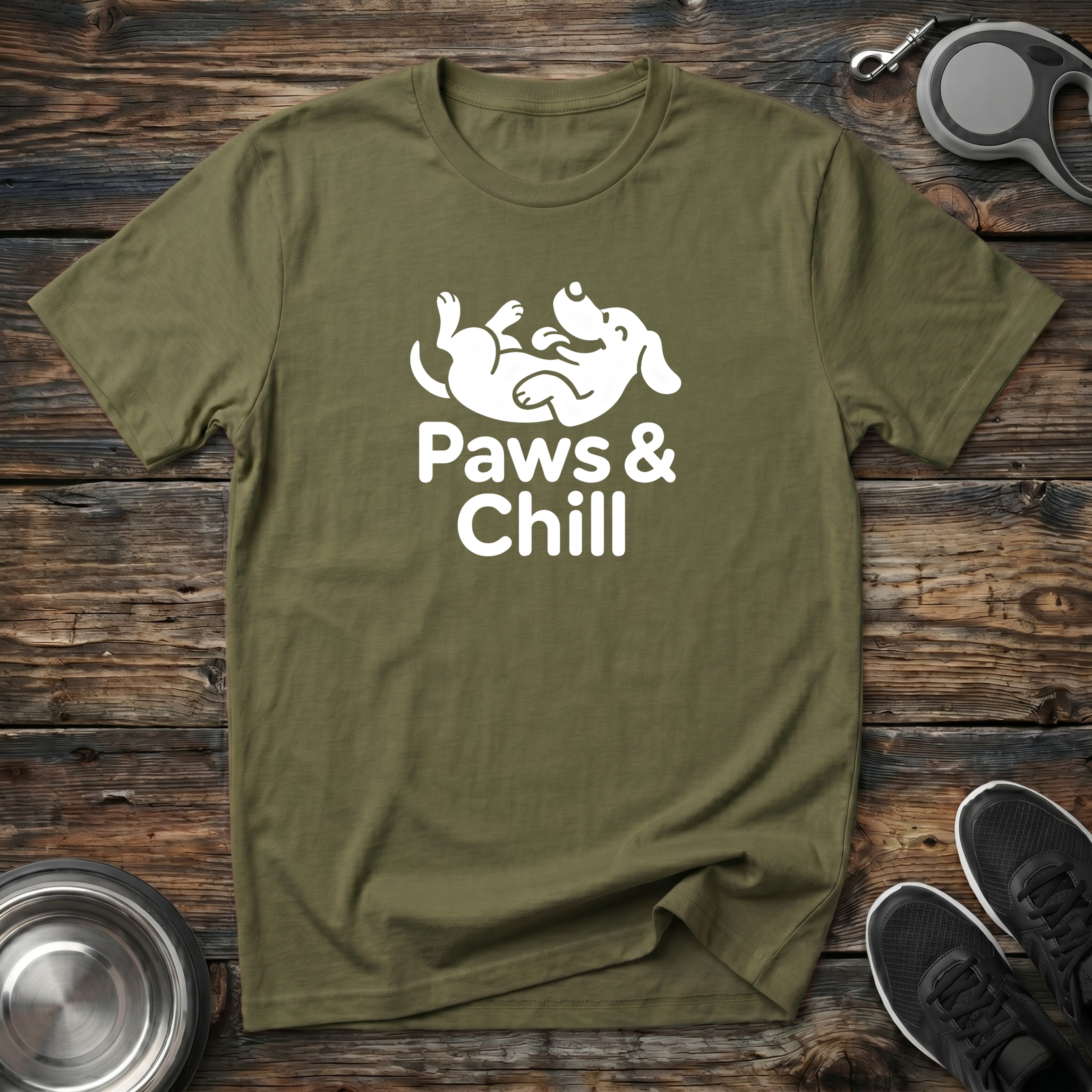 Paws & Chill Funny Dog Lover T-Shirt – Cute Rolling Dog Graphic Tee for Pet Parents & Dog Moms
