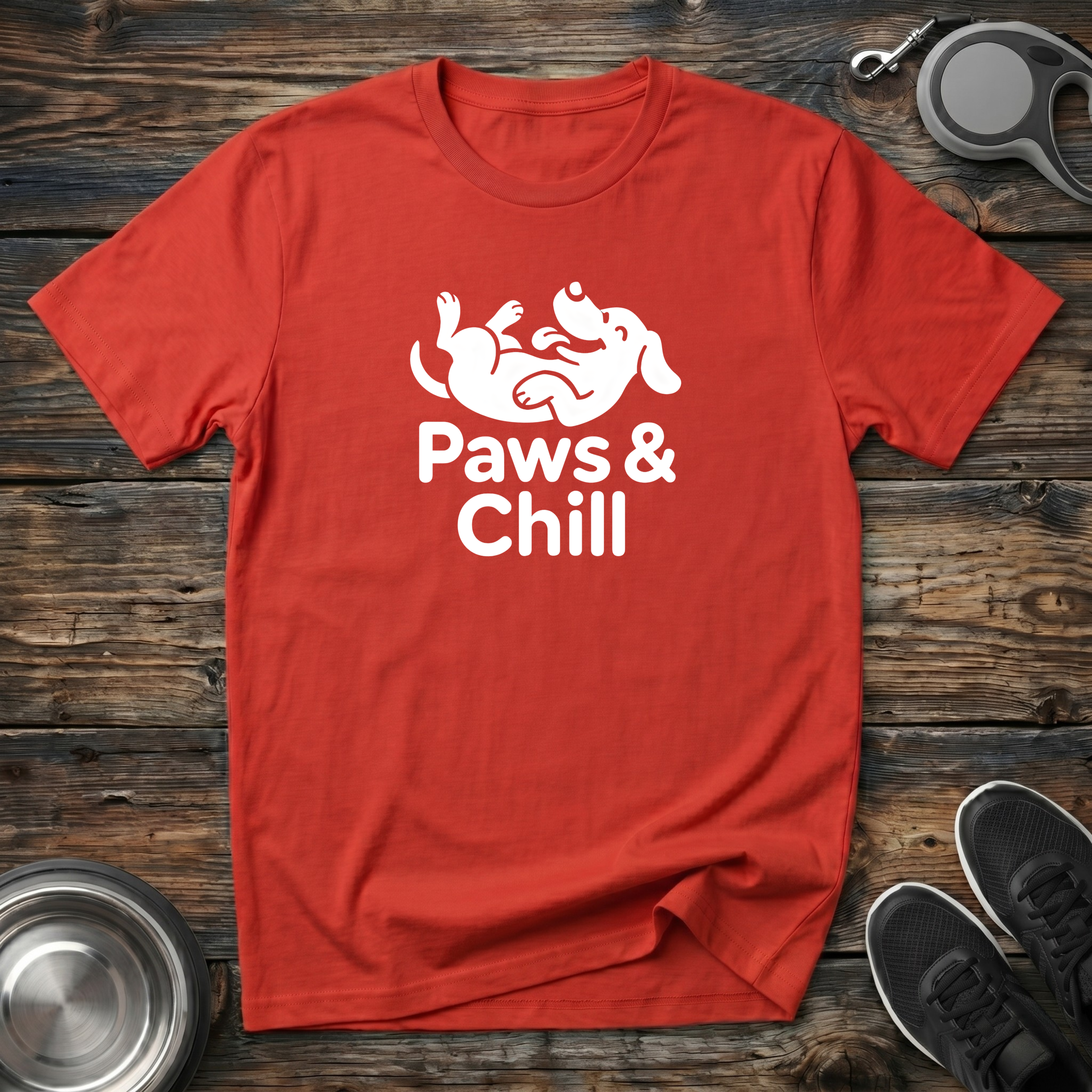 Paws & Chill Funny Dog Lover T-Shirt – Cute Rolling Dog Graphic Tee for Pet Parents & Dog Moms