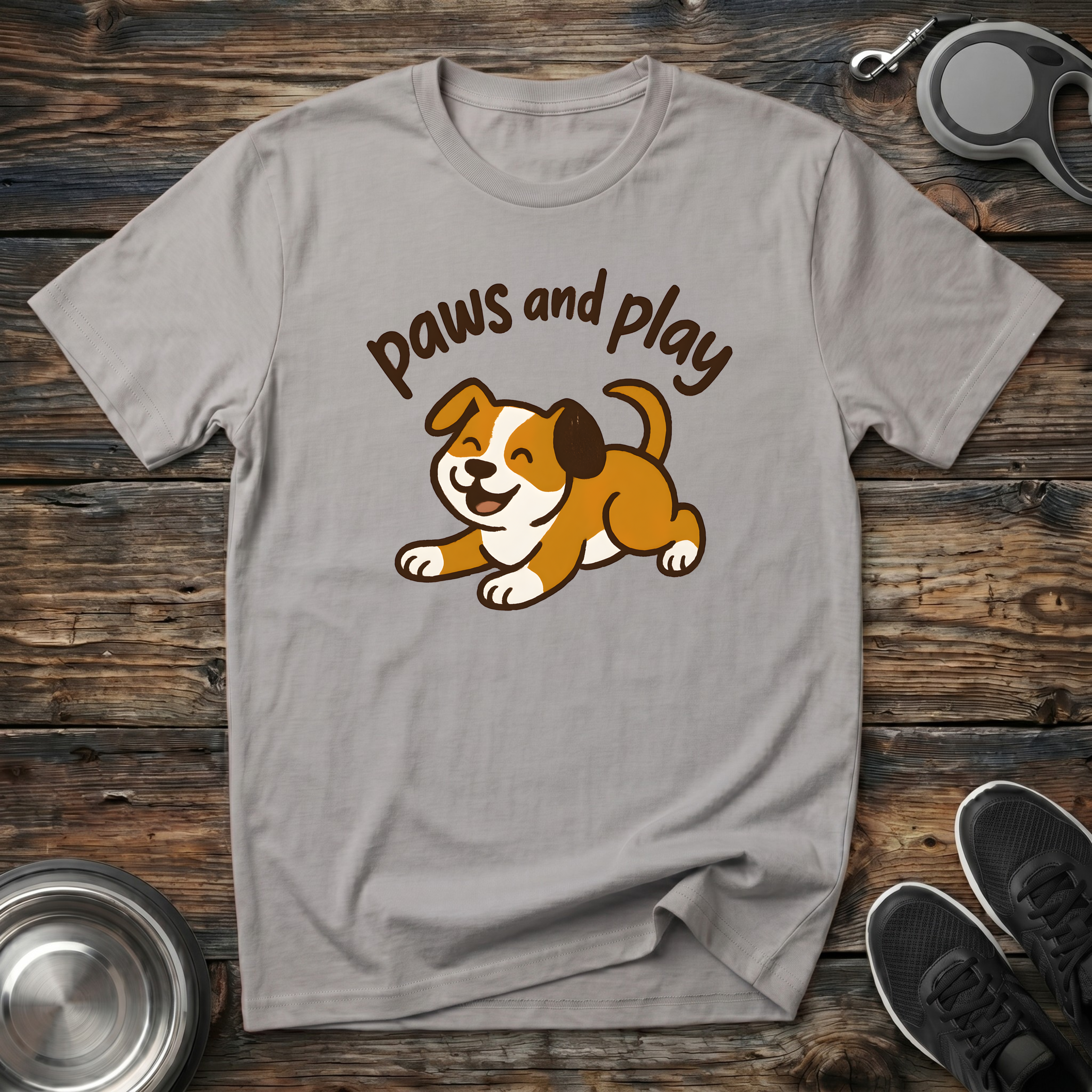 Paws and Play Cute Puppy T-Shirt – Adorable Kawaii Dog Graphic Tee for Dog Lovers, Dog Moms & Puppy Fans