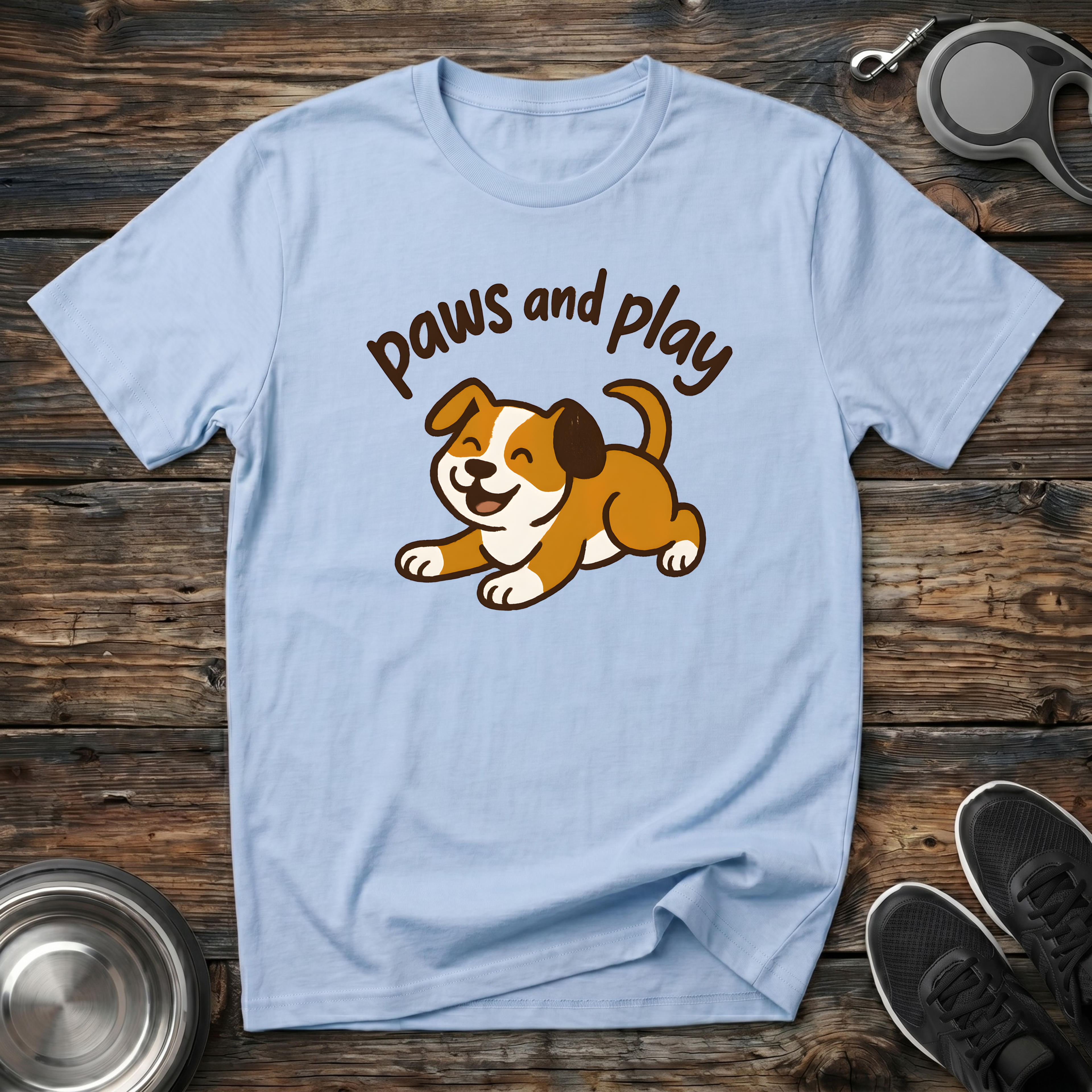 Paws and Play Cute Puppy T-Shirt – Adorable Kawaii Dog Graphic Tee for Dog Lovers, Dog Moms & Puppy Fans
