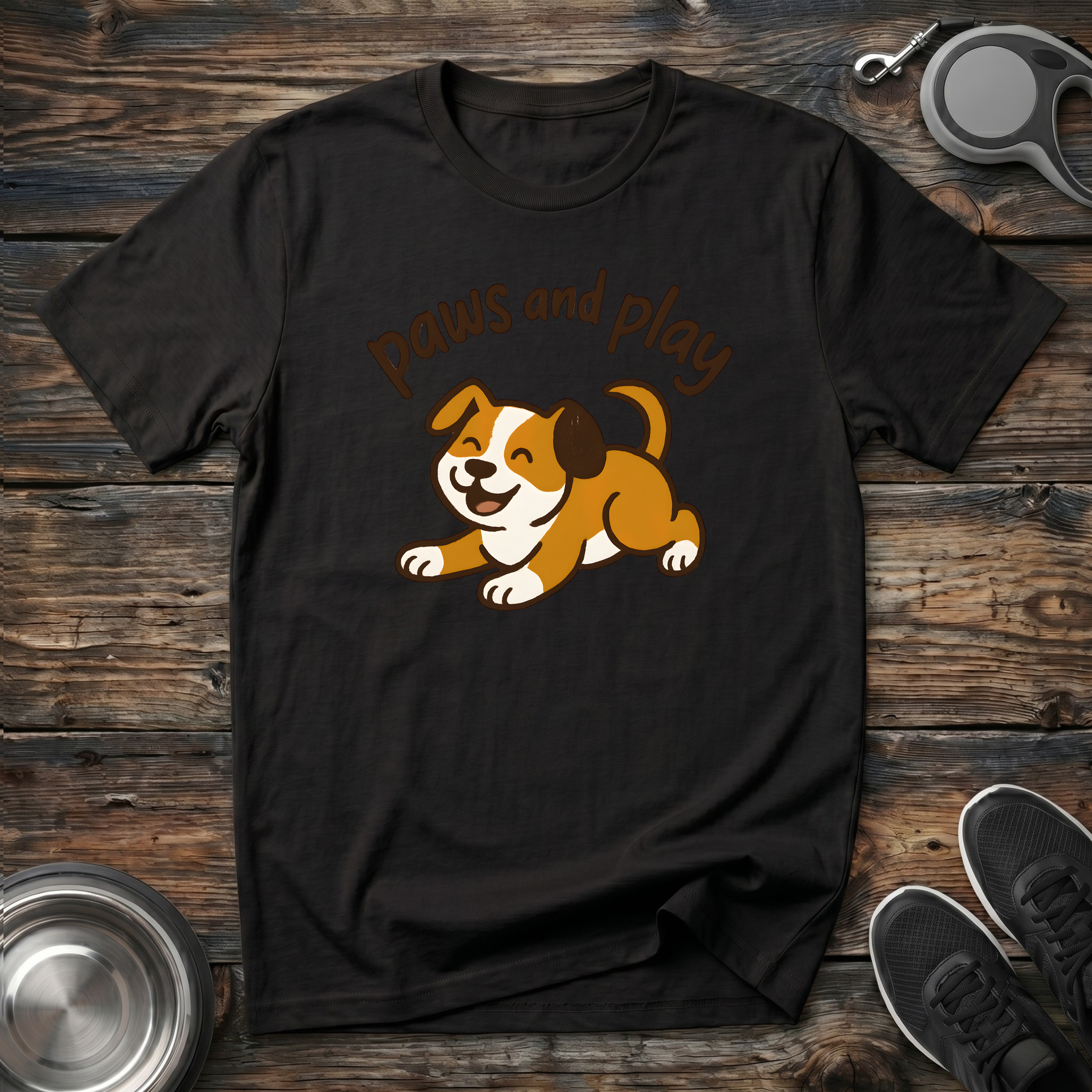 Paws and Play Cute Puppy T-Shirt – Adorable Kawaii Dog Graphic Tee for Dog Lovers, Dog Moms & Puppy Fans