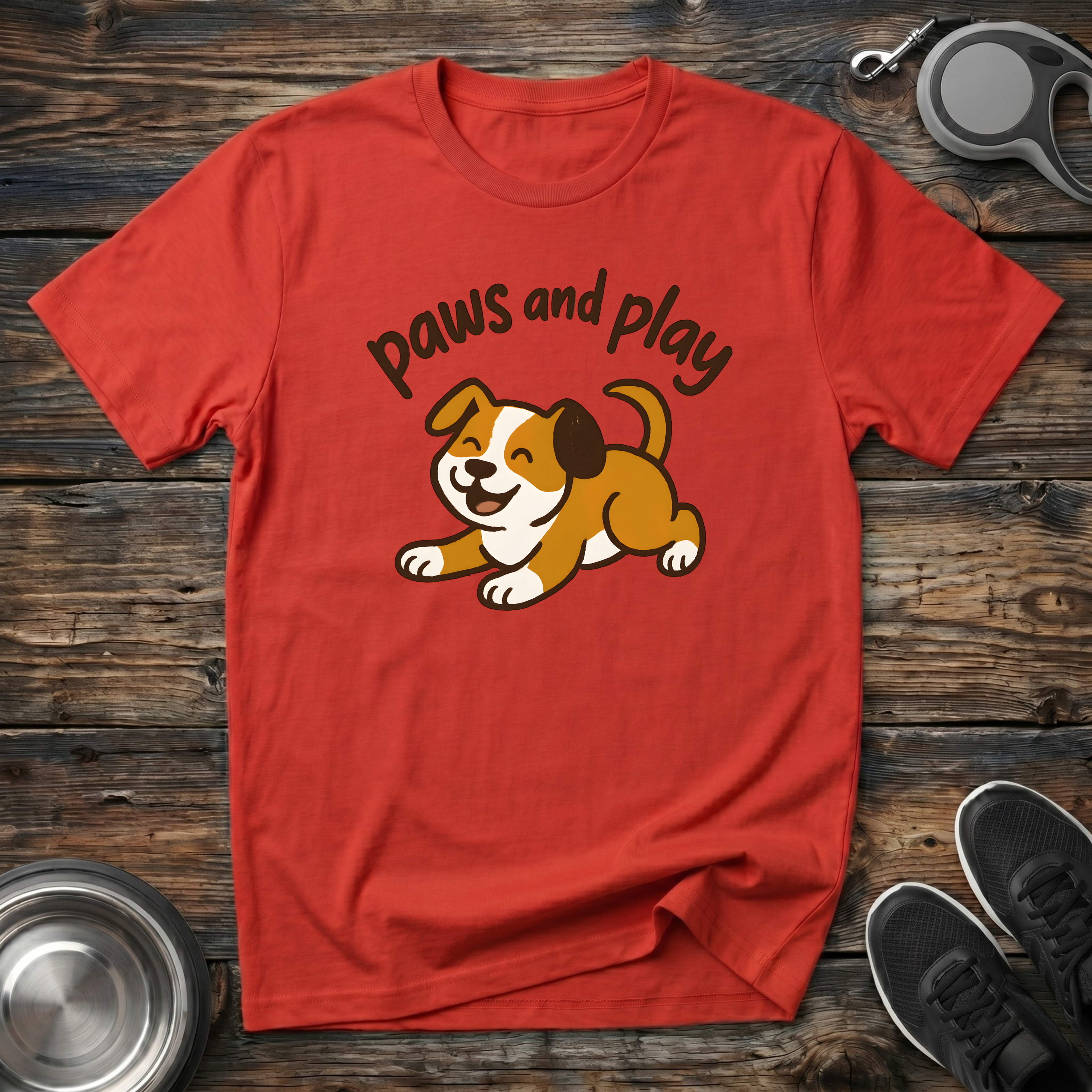 Paws and Play Cute Puppy T-Shirt – Adorable Kawaii Dog Graphic Tee for Dog Lovers, Dog Moms & Puppy Fans