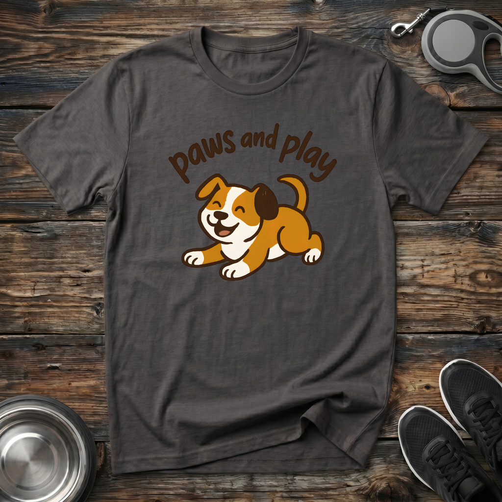 Paws and Play Cute Puppy T-Shirt – Adorable Kawaii Dog Graphic Tee for Dog Lovers, Dog Moms & Puppy Fans