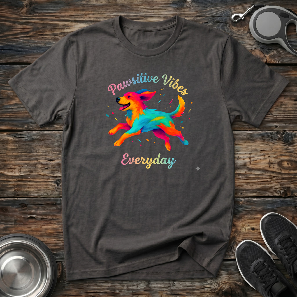 Pawsitive Vibes Everyday Colorful Dog T-Shirt – Vibrant Watercolor Dog Graphic Tee for Dog Lovers & Positive Energy Fans