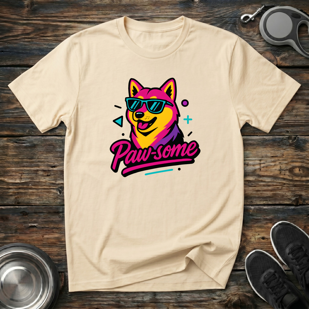 Paw-some Retro 80s Dog Graphic T-Shirt – Colorful Cool Dog Tee for Dog Lovers & Retro Aesthetic Fans