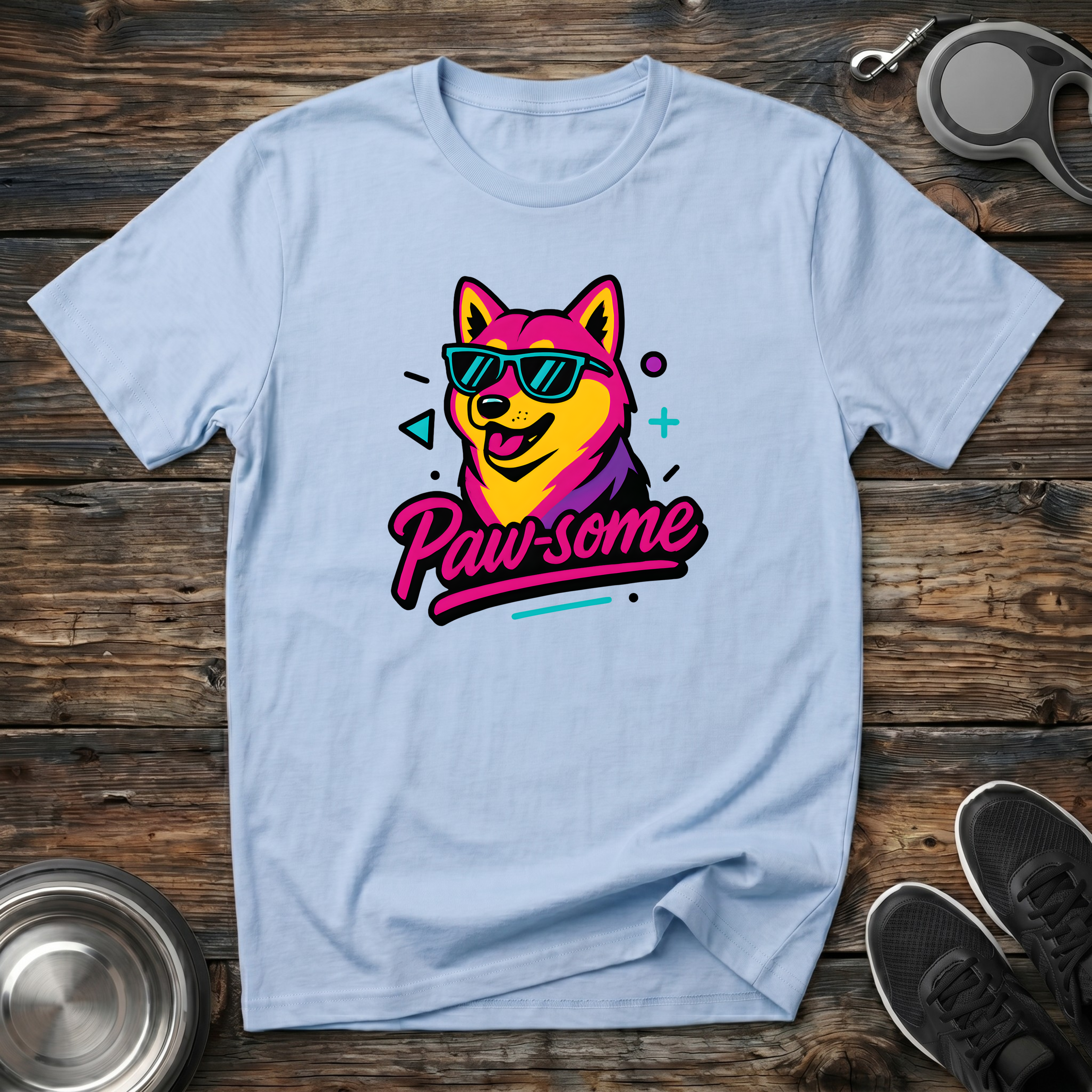 Paw-some Retro 80s Dog Graphic T-Shirt – Colorful Cool Dog Tee for Dog Lovers & Retro Aesthetic Fans