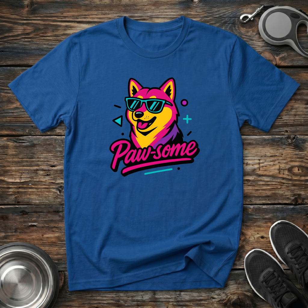 Paw-some Retro 80s Dog Graphic T-Shirt – Colorful Cool Dog Tee for Dog Lovers & Retro Aesthetic Fans