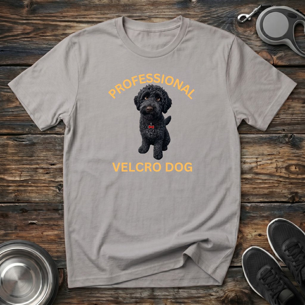 Professional Velcro Dog T-Shirt | Funny Black Doodle Lover Tee | Doodle Mom Dad Gift