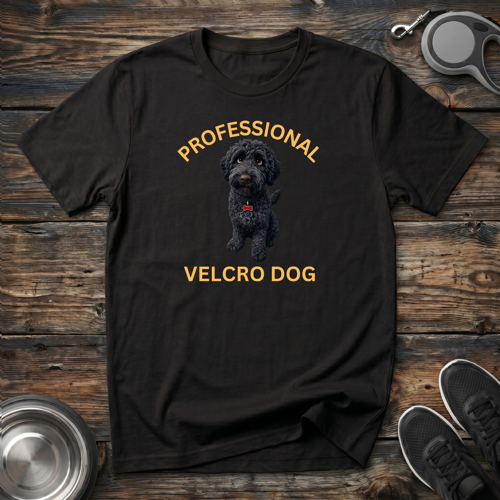 Professional Velcro Dog T-Shirt | Funny Black Doodle Lover Tee | Doodle Mom Dad Gift