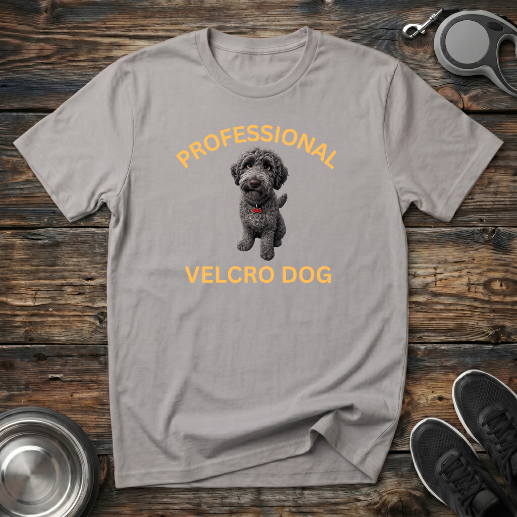 Professional Velcro Dog T-Shirt | Funny Grey Doodle Lover Tee | Doodle Mom Dad Gift
