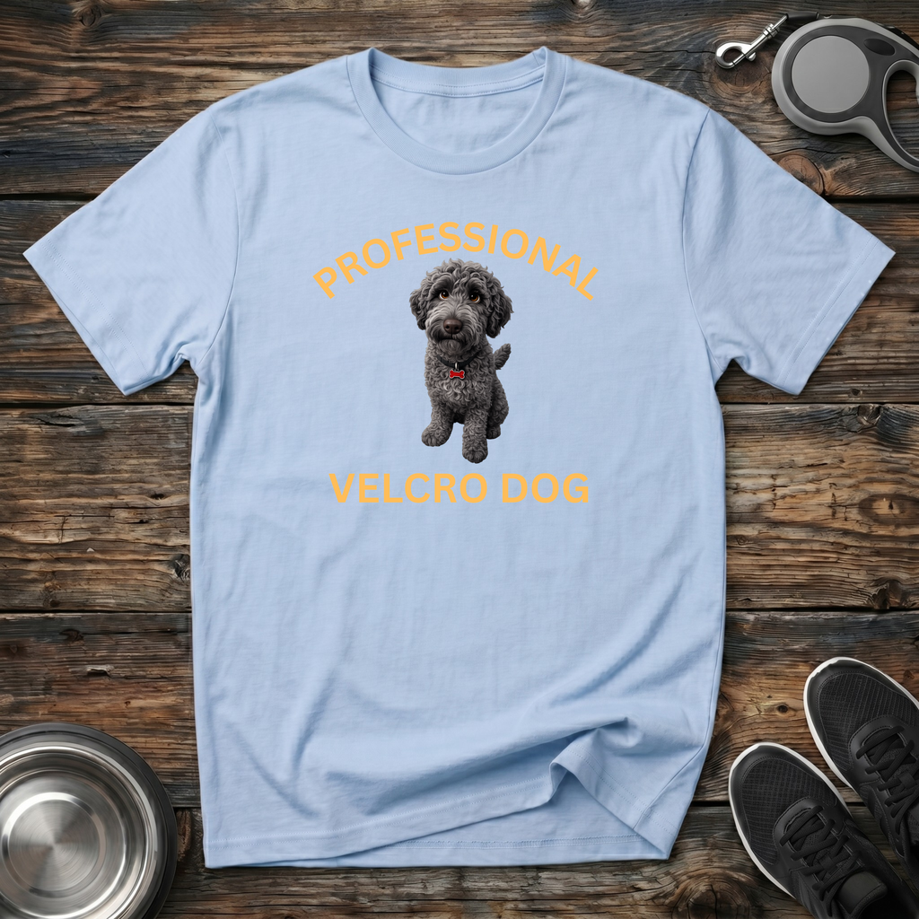 Professional Velcro Dog T-Shirt | Funny Grey Doodle Lover Tee | Doodle Mom Dad Gift