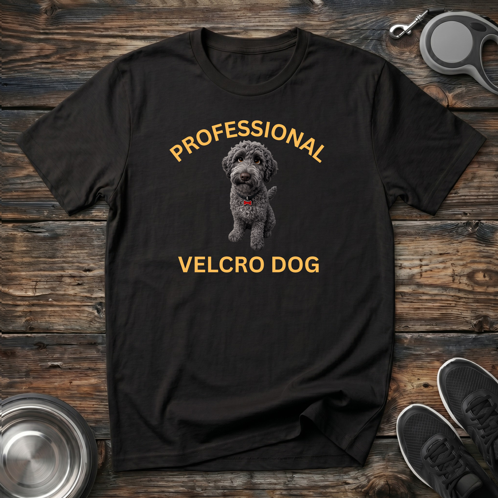 Professional Velcro Dog T-Shirt | Funny Grey Doodle Lover Tee | Doodle Mom Dad Gift