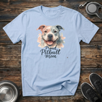 Proud Pitbull Mom Watercolor Portrait T-Shirt – Beautiful Pitbull Graphic Tee for Pitbull Lovers & Bully Breed Advocates