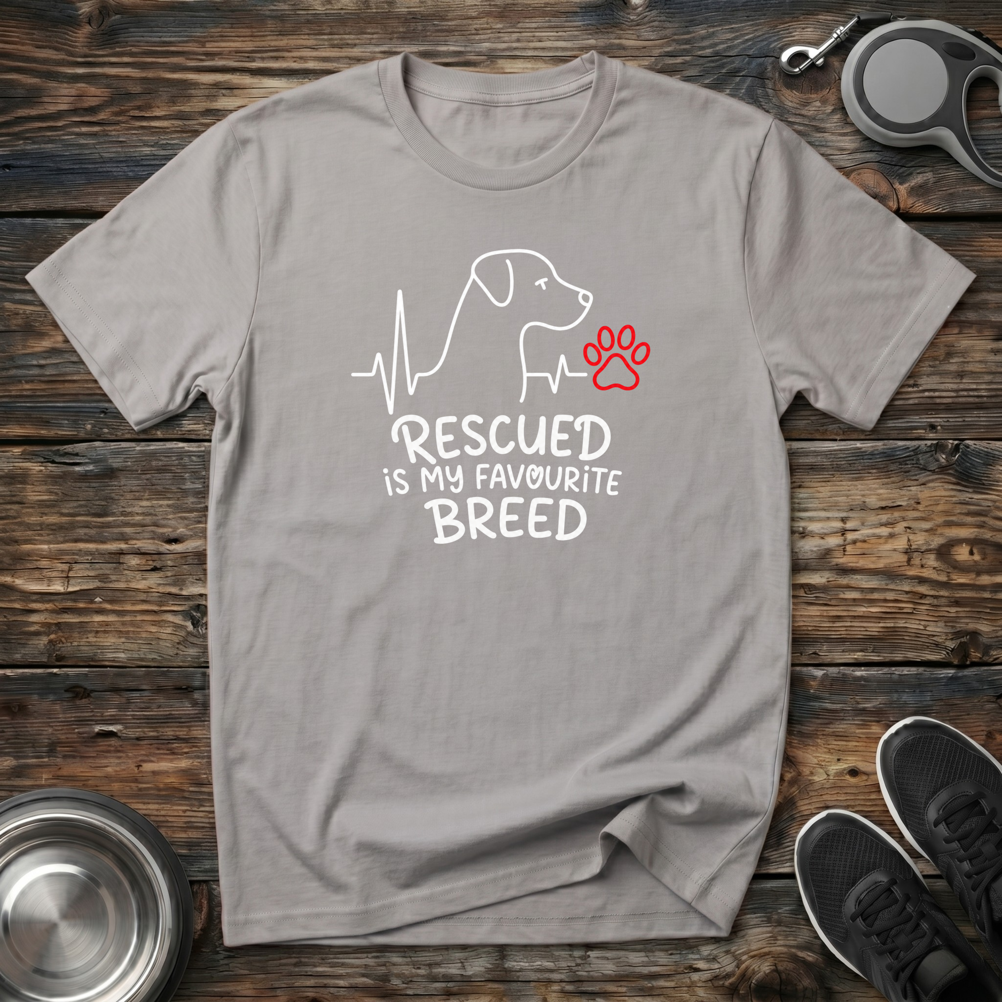 Rescued is My Favourite Breed T-Shirt | Rescue Dog Lover Tee | Adopt Don't Shop Gift