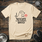 Rescued is My Favourite Breed T-Shirt | Rescue Dog Lover Tee | Adopt Don't Shop Gift