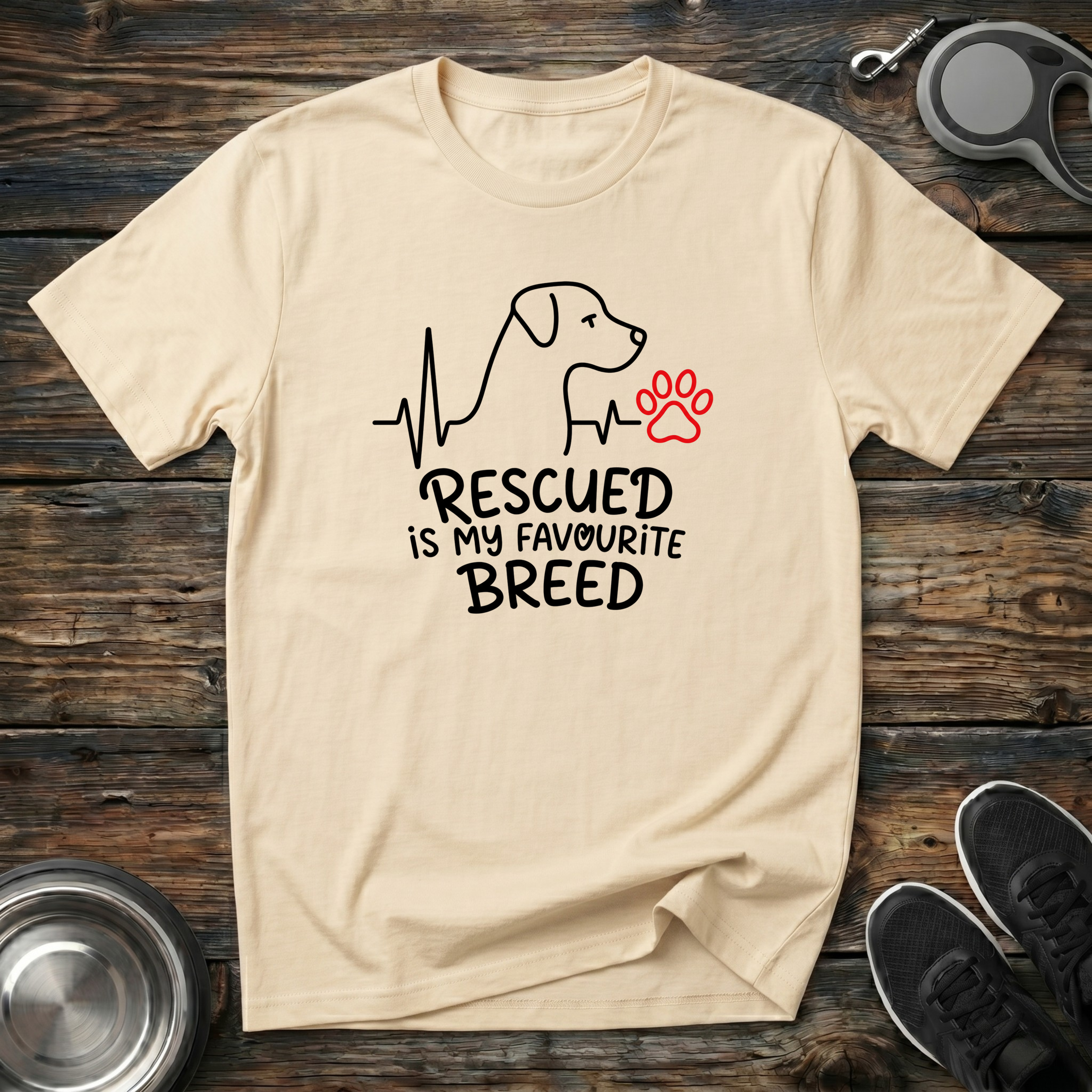 Rescued is My Favourite Breed T-Shirt | Rescue Dog Lover Tee | Adopt Don't Shop Gift