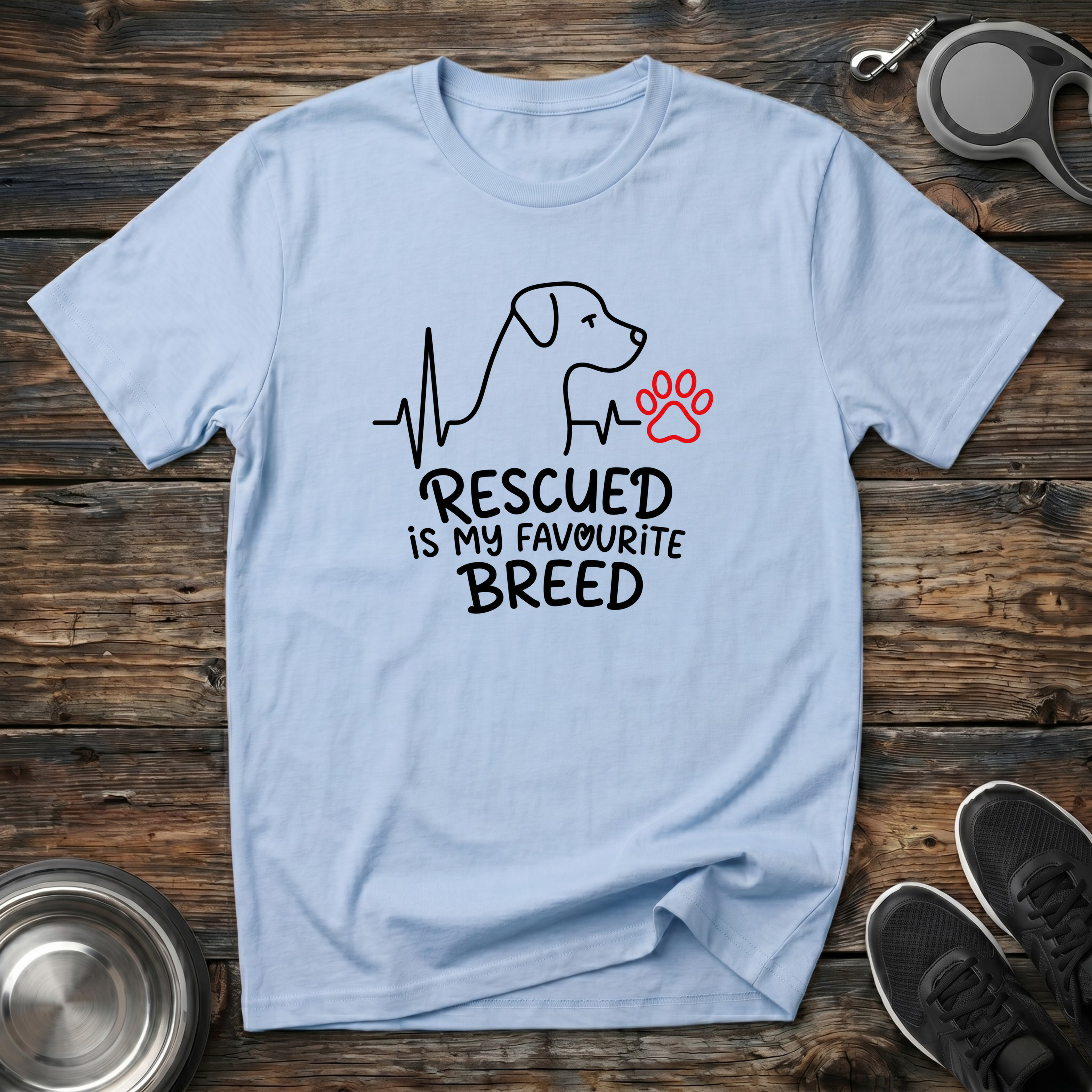 Rescued is My Favourite Breed T-Shirt | Rescue Dog Lover Tee | Adopt Don't Shop Gift
