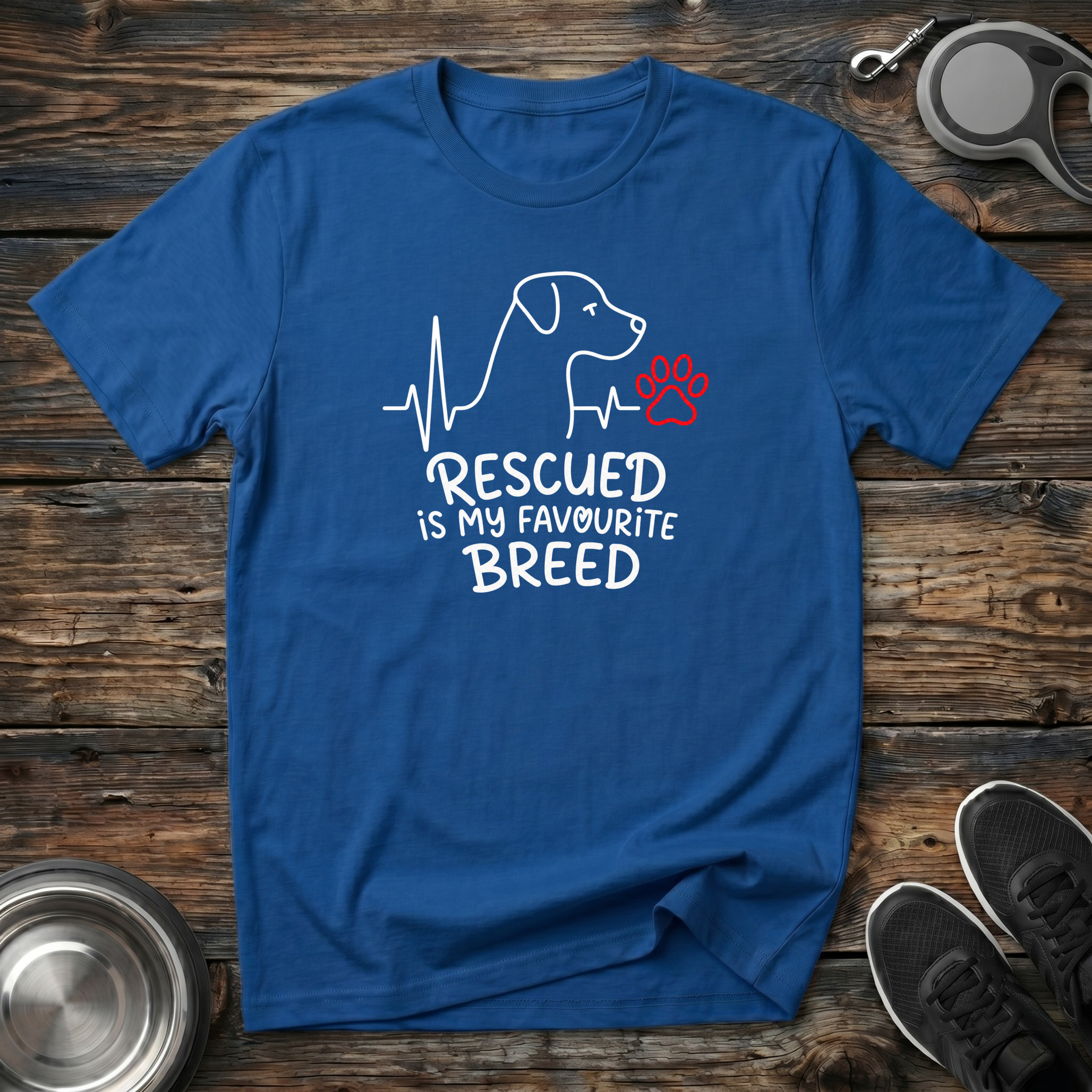 Rescued is My Favourite Breed T-Shirt | Rescue Dog Lover Tee | Adopt Don't Shop Gift