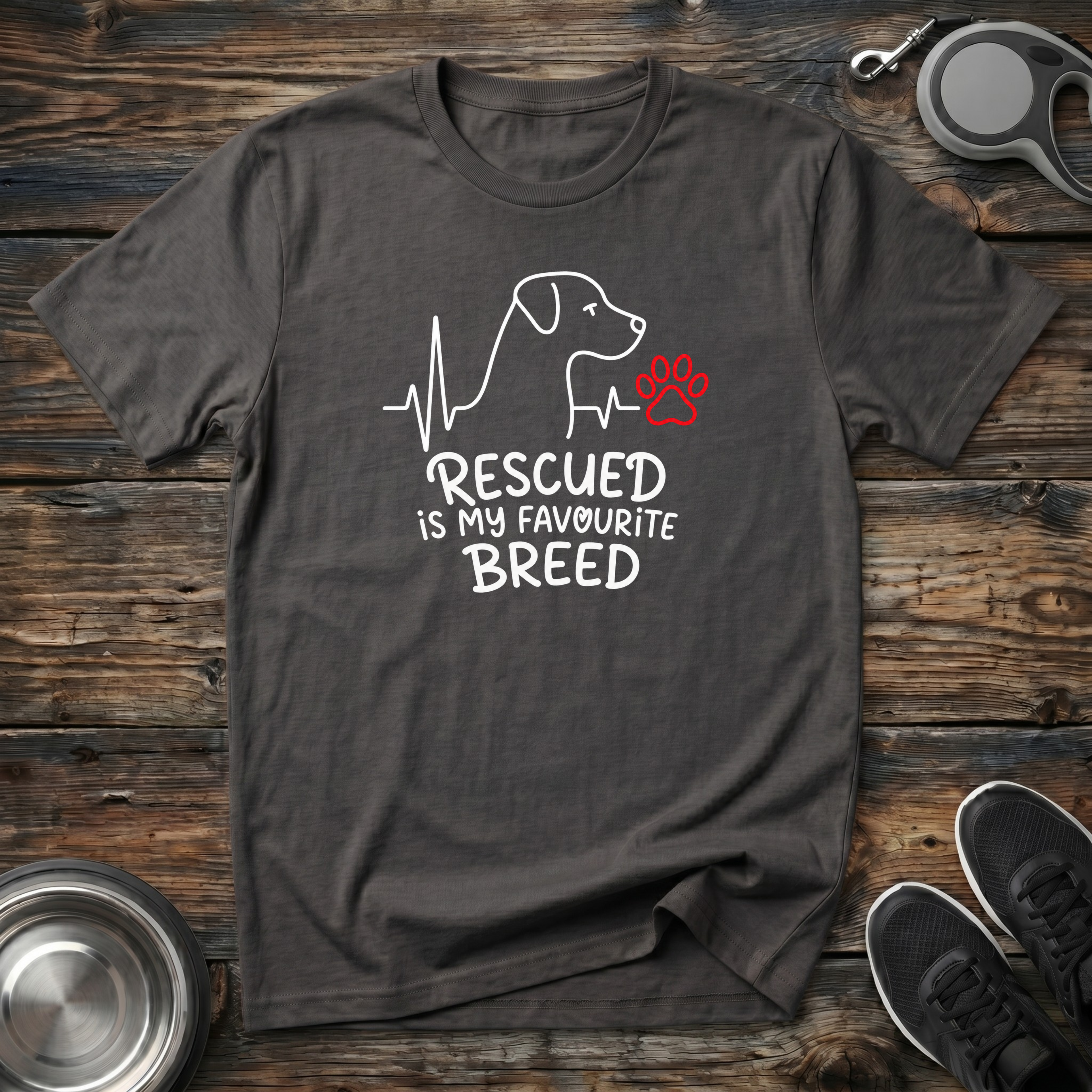 Rescued is My Favourite Breed T-Shirt | Rescue Dog Lover Tee | Adopt Don't Shop Gift