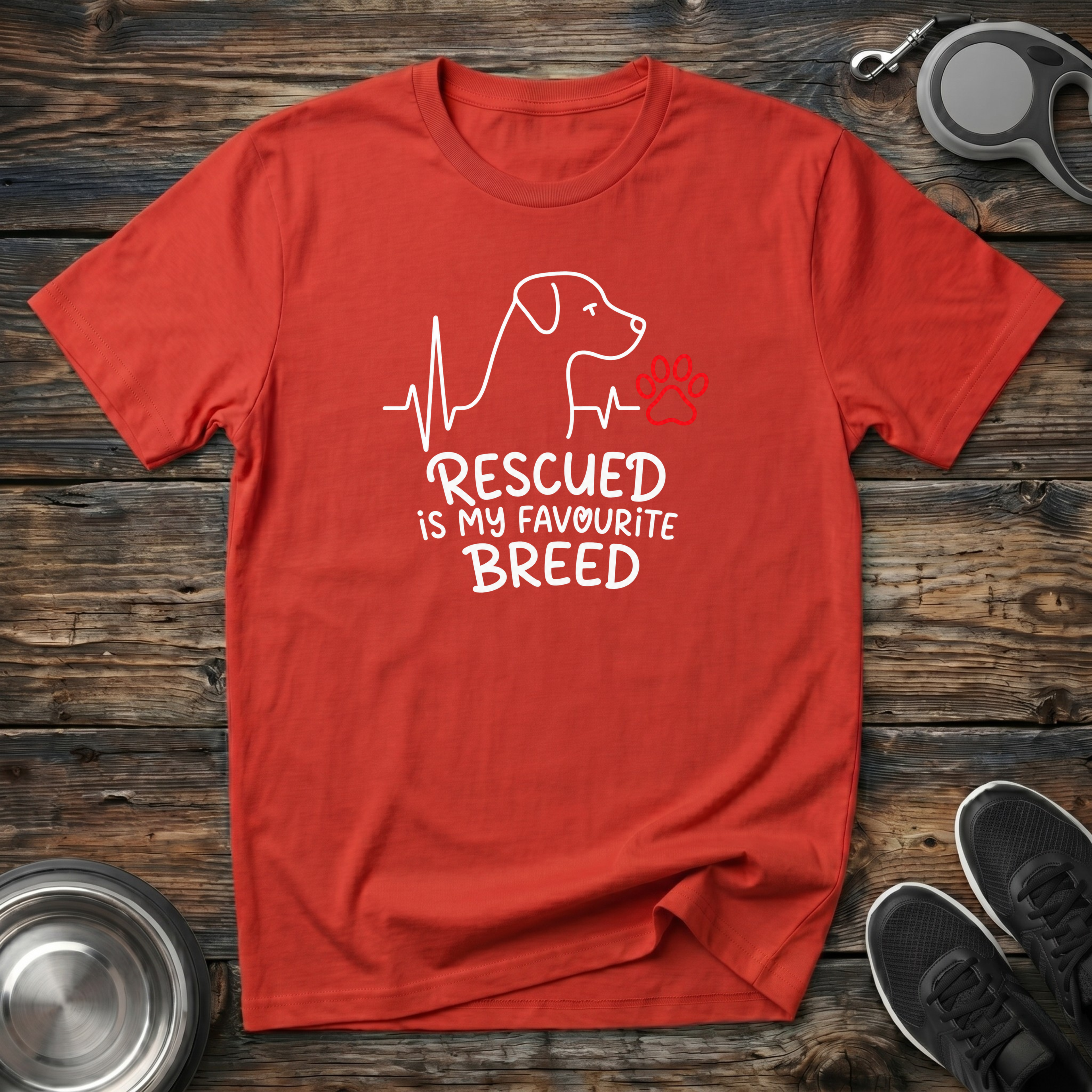 Rescued is My Favourite Breed T-Shirt | Rescue Dog Lover Tee | Adopt Don't Shop Gift