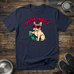 Skate & Snuggle Funny French Bulldog T-Shirt – Cute Frenchie on Skateboard Graphic Tee for Dog Lovers & Skate Culture Fans
