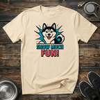 Snow Much Fun Funny Husky T-Shirt – Bold Comic Style Siberian Husky Graphic Tee for Husky Lovers & Winter Dog Moms