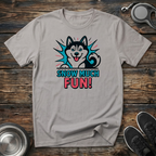 Snow Much Fun Funny Husky T-Shirt – Bold Comic Style Siberian Husky Graphic Tee for Husky Lovers & Winter Dog Moms