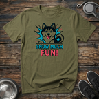 Snow Much Fun Funny Husky T-Shirt – Bold Comic Style Siberian Husky Graphic Tee for Husky Lovers & Winter Dog Moms
