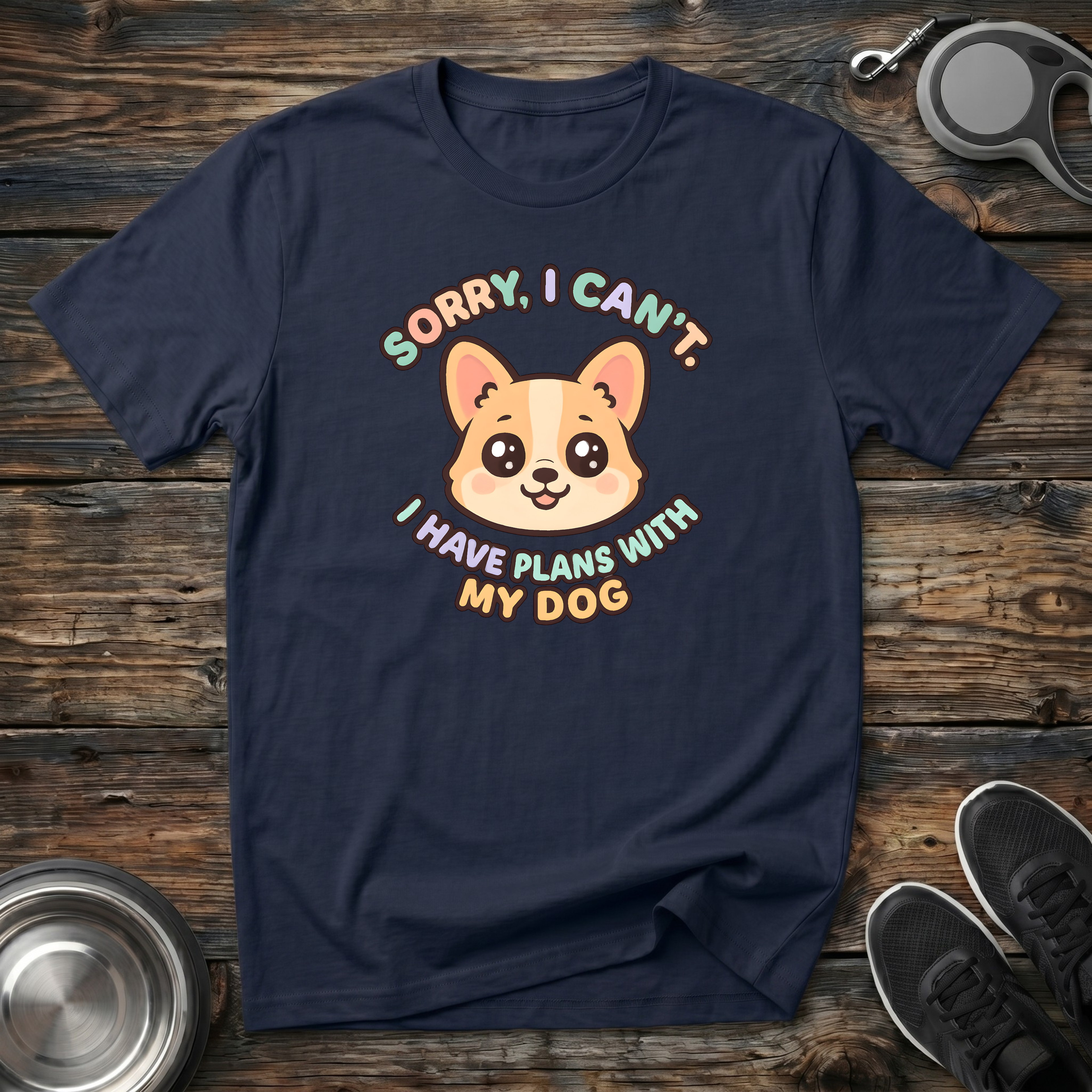 Sorry I Can't I Have Plans With My Dog T-Shirt | Funny Dog Lover Corgi Tee | Dog Mom Gift