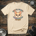 Sorry I Cant I Have Plans With My Dog white t-shirt with adorable
kawaii Corgi face and playful pastel rainbow lettering,
funny dog lover tee and dog mom introvert gift