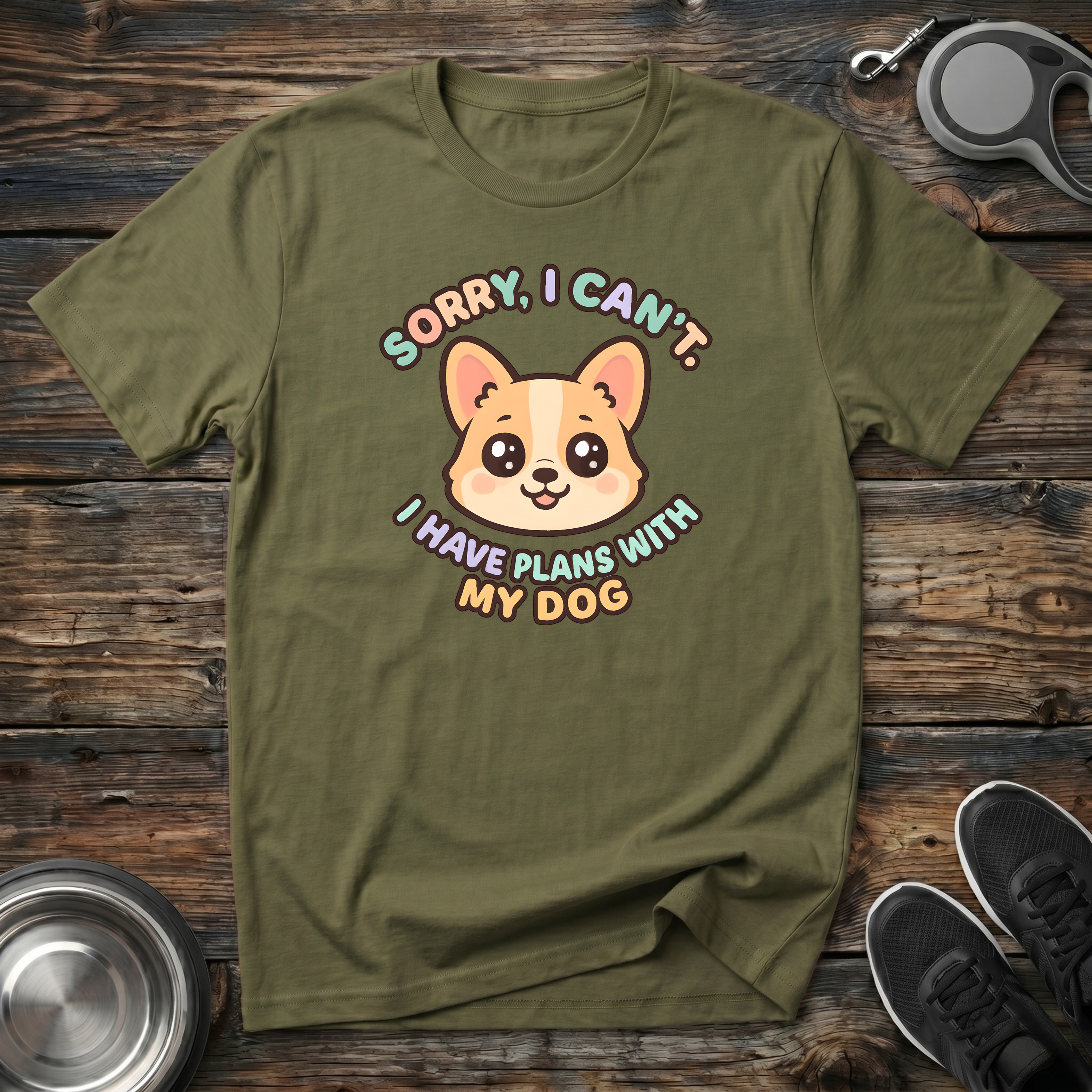 Sorry I Can't I Have Plans With My Dog T-Shirt | Funny Dog Lover Corgi Tee | Dog Mom Gift
