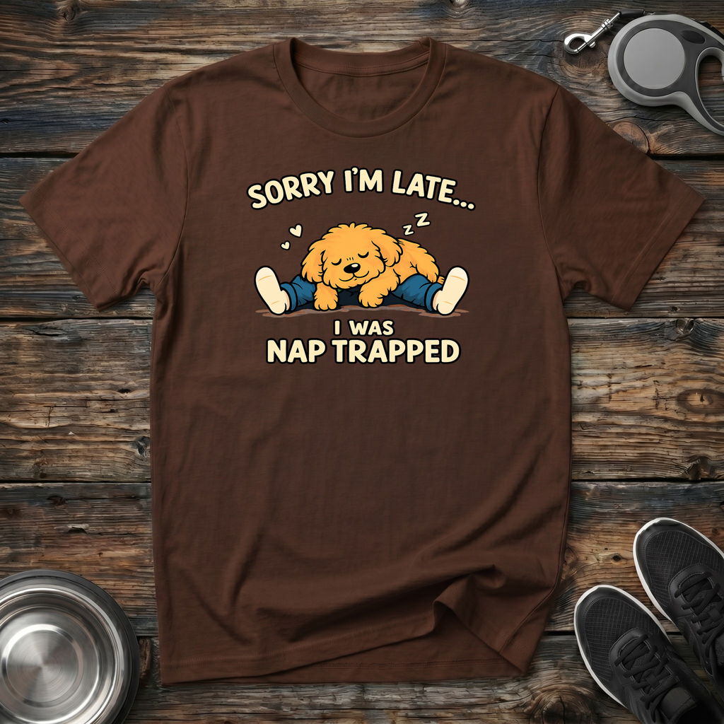 Sorry I'm Late I Was Nap Trapped T-Shirt | Funny Doodle Dog Lover Tee | Dog Mom Gift