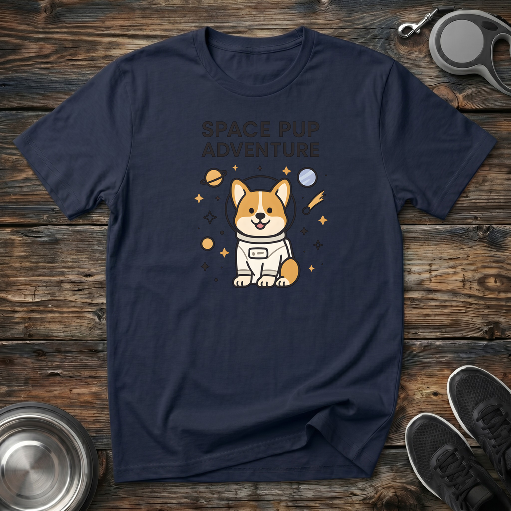 Space Pup Adventure Funny Corgi Astronaut T-Shirt – Cute Dog Graphic Tee for Dog Lovers & Kids at Heart