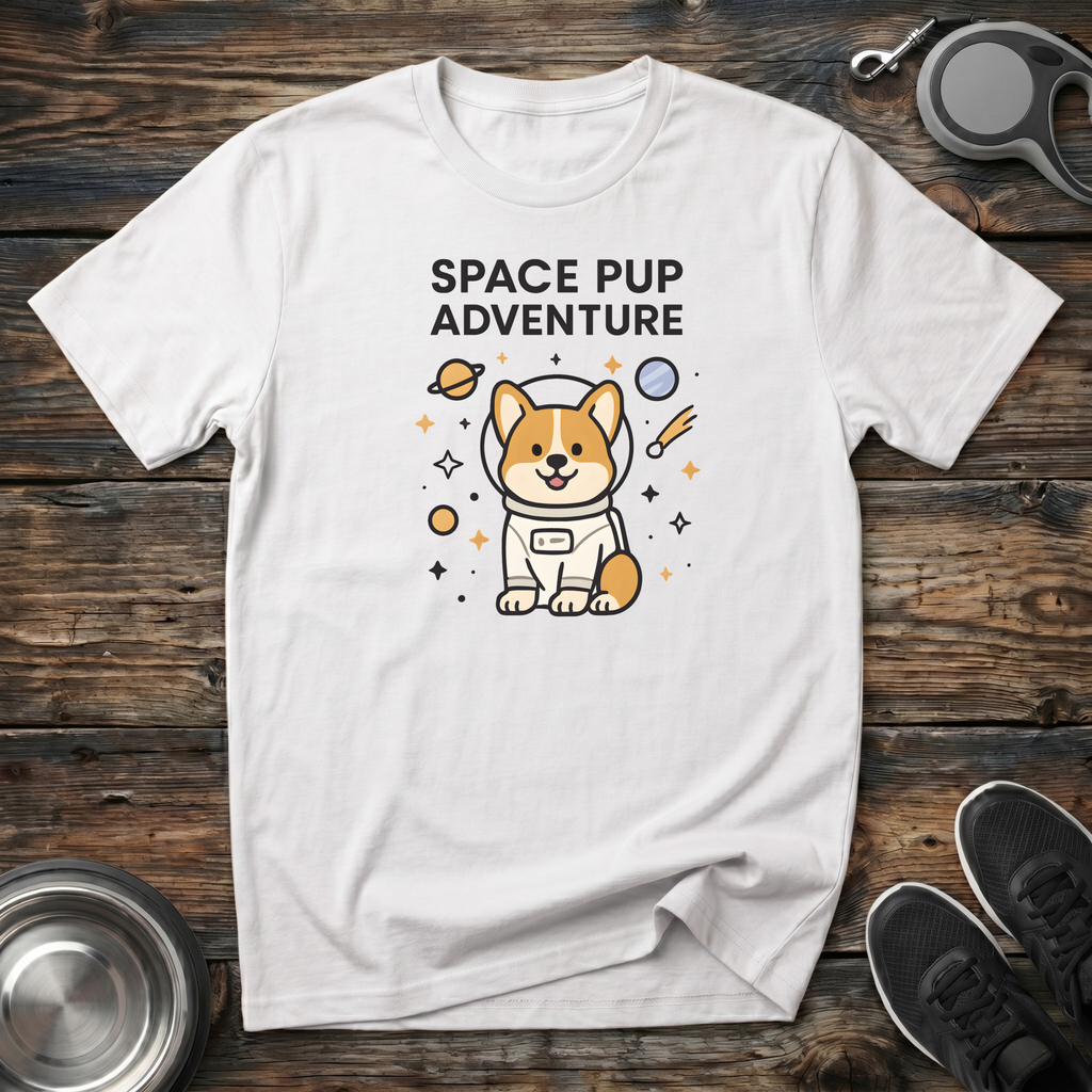 Space Pup Adventure Funny Corgi Astronaut T-Shirt – Cute Dog Graphic Tee for Dog Lovers & Kids at Heart
