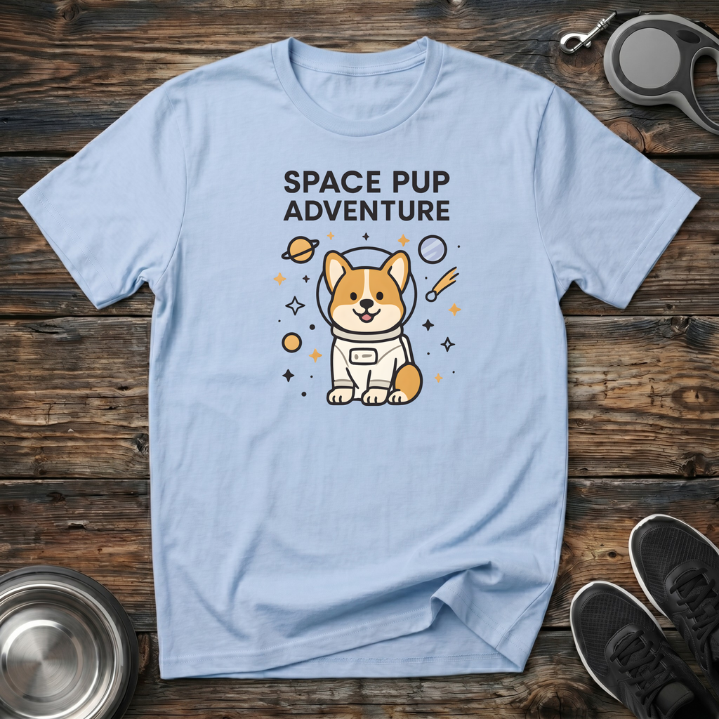 Space Pup Adventure Funny Corgi Astronaut T-Shirt – Cute Dog Graphic Tee for Dog Lovers & Kids at Heart