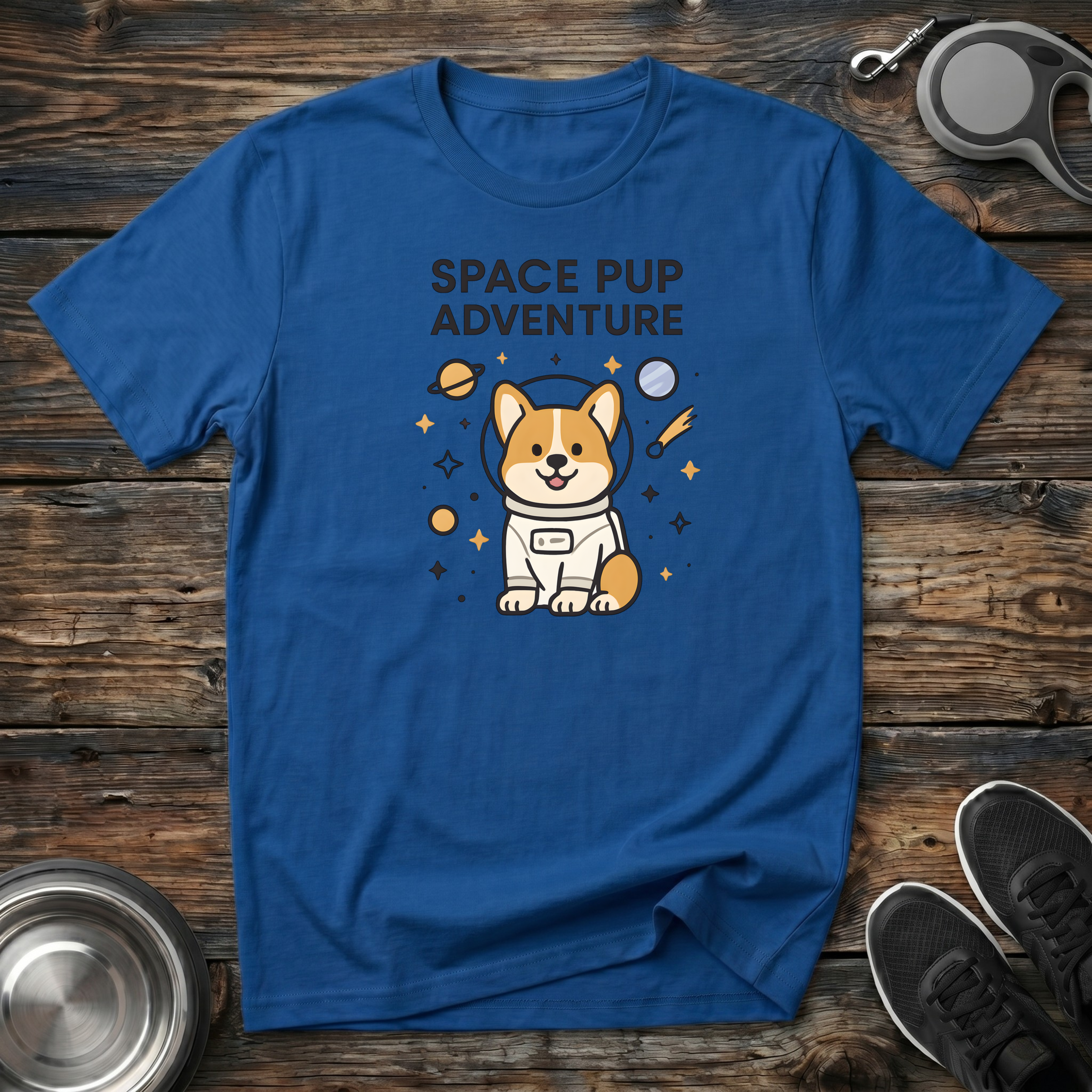 Space Pup Adventure Funny Corgi Astronaut T-Shirt – Cute Dog Graphic Tee for Dog Lovers & Kids at Heart