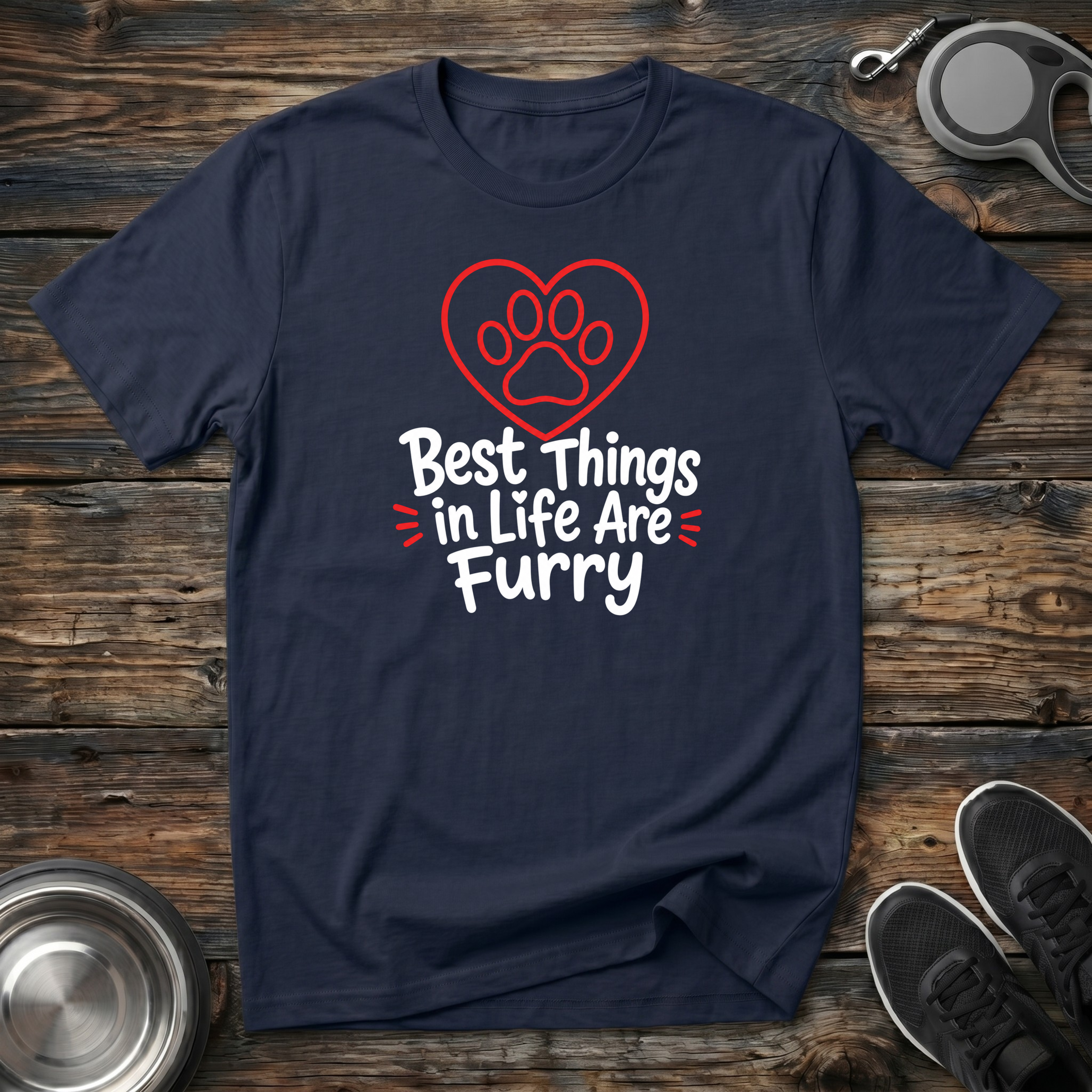 Best Things in Life Are Furry T-Shirt | Funny Pet Lover Tee | Dog Mom Cat Mom Gift
