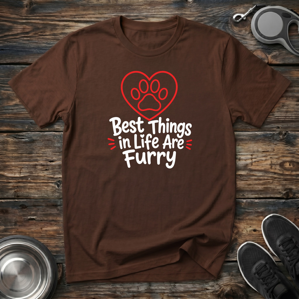 Best Things in Life Are Furry T-Shirt | Funny Pet Lover Tee | Dog Mom Cat Mom Gift